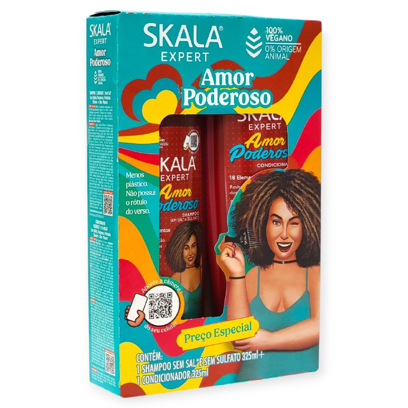 SHAMPOO EN SET, SHAMPOO SIN FULTATO 325ML, ACONDICIONADOR VEGANO 325ML SKALA EXPERT AMOR PODEROSO