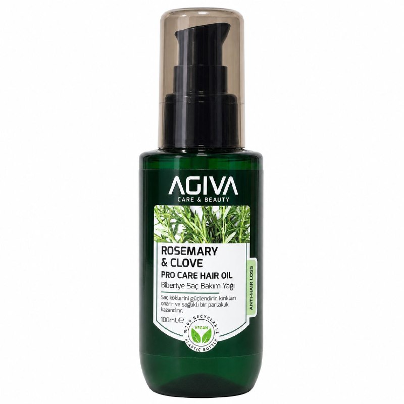 ACEITE PARA EL CABELLO FORTALECEDOR DE RAICES Y REPARADOR DE PUNTAS CON ACEITE DE ROMERO Y CLAVO DE OLOR AGIVA 100ML