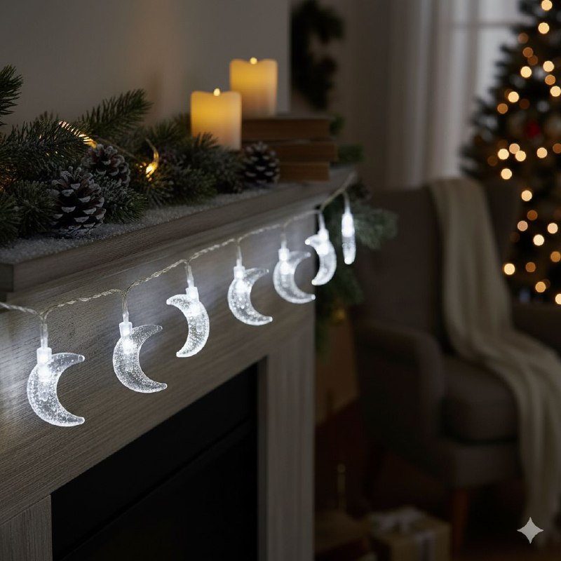 LUCES DECORATIVAS NAVIDEÑAS GUIRNALDA LED, PERFECTA PARA ARBOLES Y ESPACIOS INTERIORES O EXTERIORES, CAMBIOS DE LUZ BLANCA 9 DISEÑOS