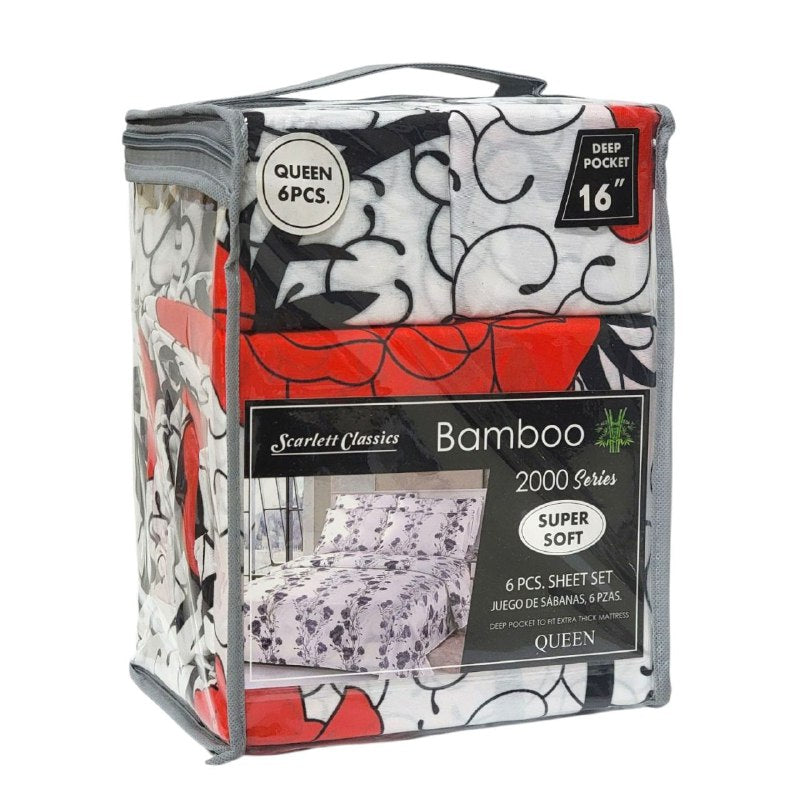 JUEGO DE SABANAS CAMERA DE 6 PIEZAS QUEEN SCARLETT CLASSICS BAMBOO, 54 ESTILOS