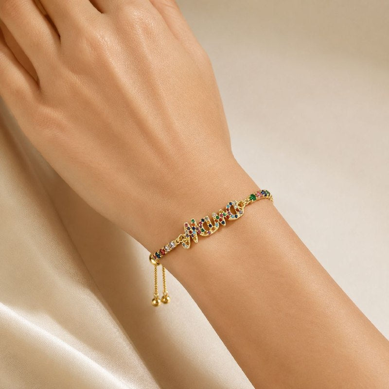 PULSERA DE ENCHAPE AJUSTABLE PARA DAMA CON DISEÑO DE MAMA