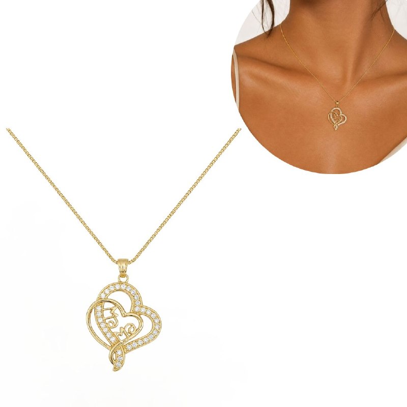 GARGANTILLA DE ENCHAPE PARA DAMA CON DISEÑO DE CORAZON 3.2CM