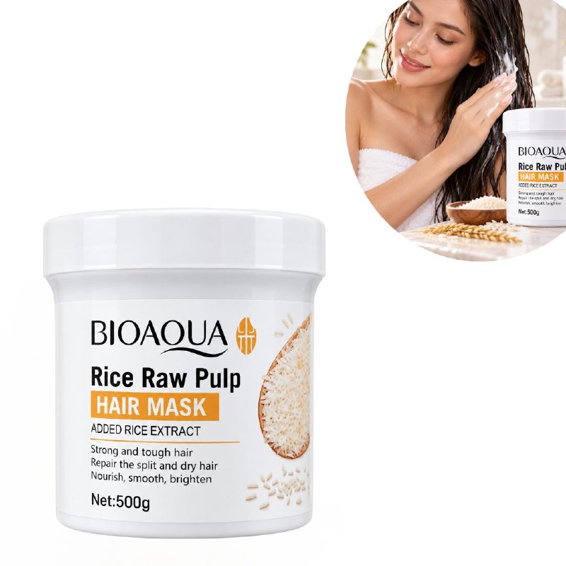 MASCARILLA CAPILAR NUTRITIVA Y REPARADORA CON EXTRACTO DE ARROZ BIOAQUA 500G