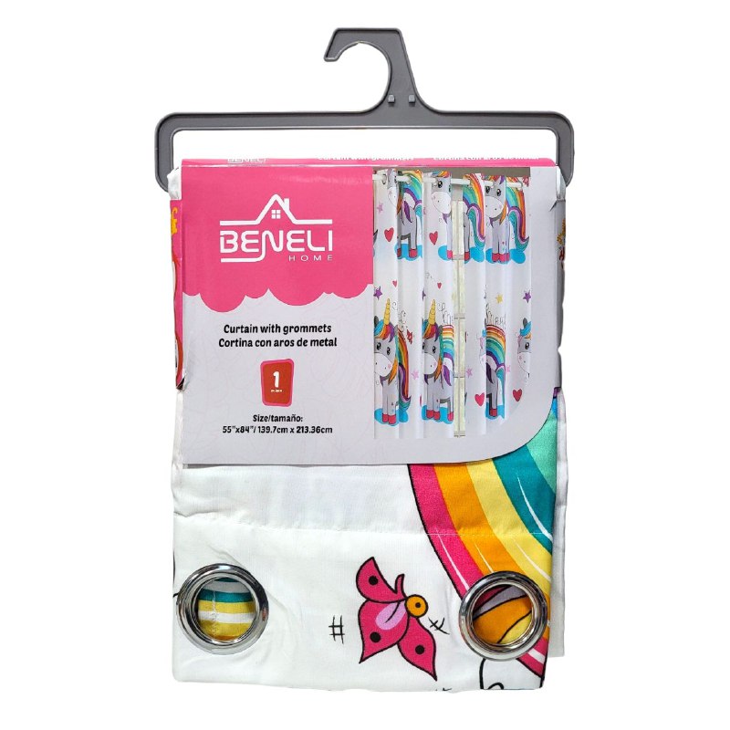 JUEGO DE SABANAS MATRIMONIAL EN SET CON CORTINAS PARA NIÑAS DE 6 PIEZAS UNICORNIOS BENELI HOME