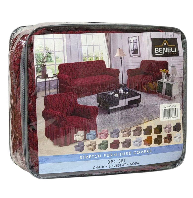 SET DE FORROS ELASTICOS DE MUEBLES, JUEGO DE 3 PIEZAS PARA MUEBLES VARIOS COLORES BENELI HOME