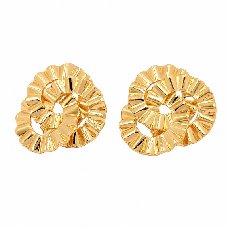 ARITOS DE ENCHAPE PARA DAMA CON DISEÑO DE AROS ENLAZADOS 2.5CM