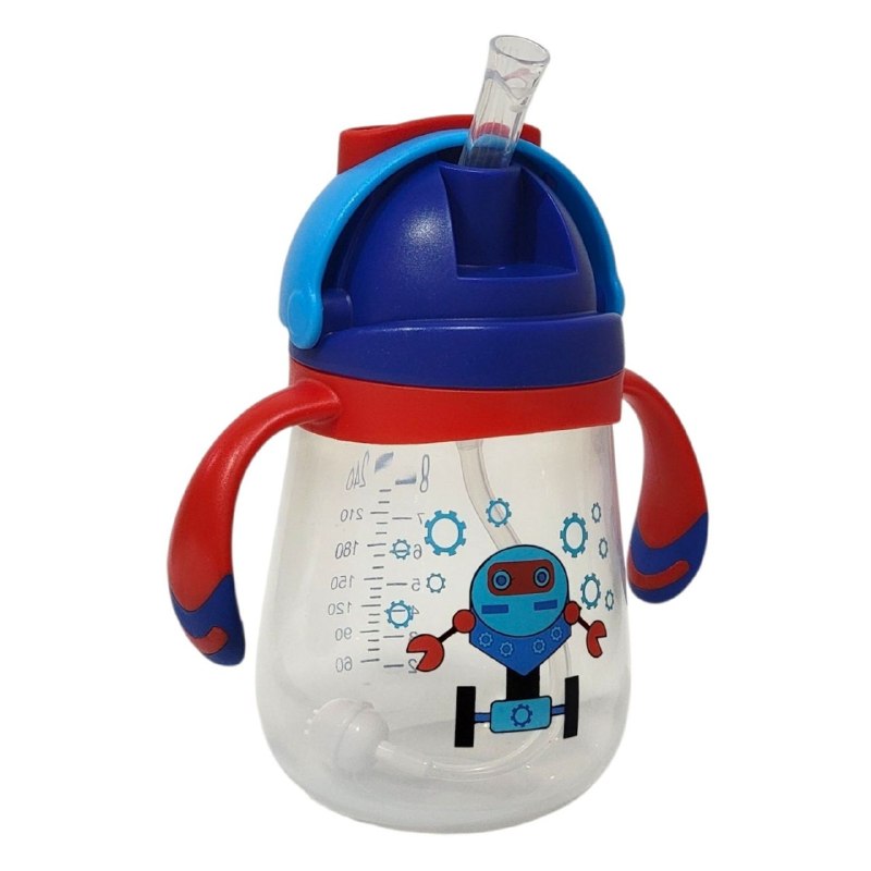 VASO ENTRENADOR ANTIDERRAME TIPO BIBERON CON PAJILLA PARA BEBES SMILY BABY 300ML