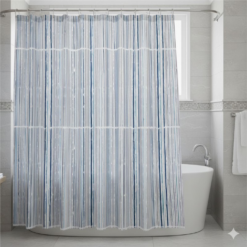 CORTINA DE DUCHA CON 12 GANCHOS DE METAL MODERNA Y ELEGANTE 178X183CM BENELI HOME