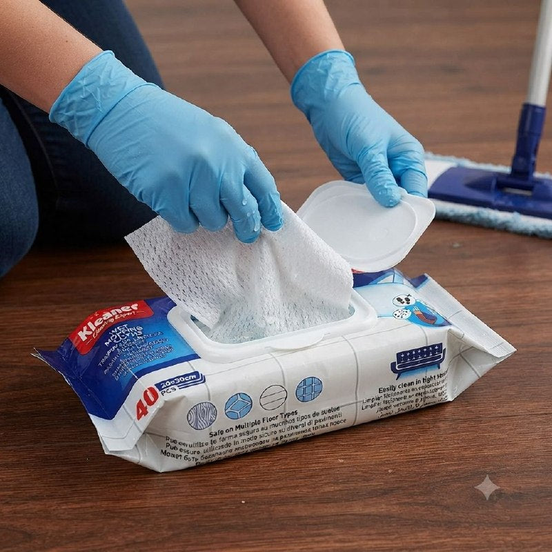 TOALLITAS HUMEDAS PARA PISOS ATRAPAR POLVO Y SUCIEDAD KLEANER 40 PAÑOS