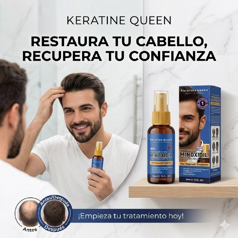 SUERO PARA EL CABELLO PARA HOMBRES CON MINOXIDIL 5% QUE PROMUEVE EL CRECIMIENTO DEL CABELLO KERATINE QUEEN 50ML