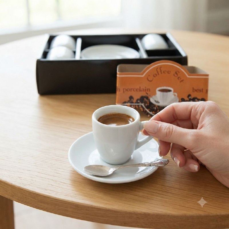SET DE TAZAS CON PLATOS DE PORCELANA BLANCA PARA TE O CAFE DE 8PCS