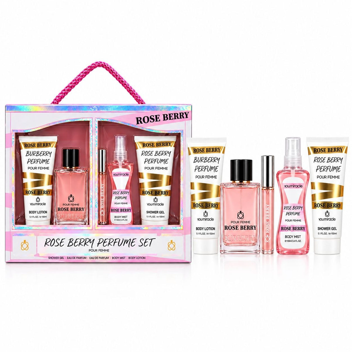 SET YOU MIRADE ROSE BERRY EDP 100ML GEL DE DUCHA 150ML EDP 15ML BODY MIST 100ML CREMA CORPORAL 150ML (M)