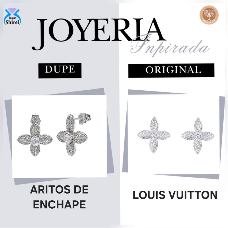 ARITOS DE ENCHAPE PARA DAMA CON DISEÑO DE FLOR 2CM (DUPE DE LOUIS VUITTON)