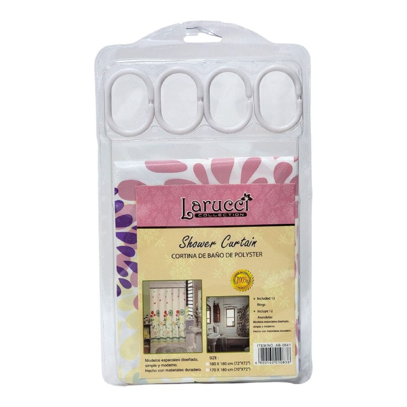 CORTINA DE DUCHA DE POLYSTER, SIMPLE Y MODERNO CON 12 ARANDELAS Y MATERIALES DURADEROS 180X180CM LARUCCI SHOWER CURTAIN 16 ESTILOS