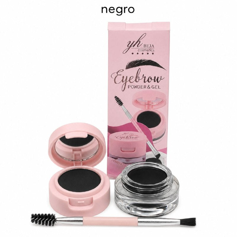KIT DE POLVO Y MASCARA GEL PARA CEJAS A PRUEBA DE AGUA YH BEJA COSMETICS 1.6G+2.2G