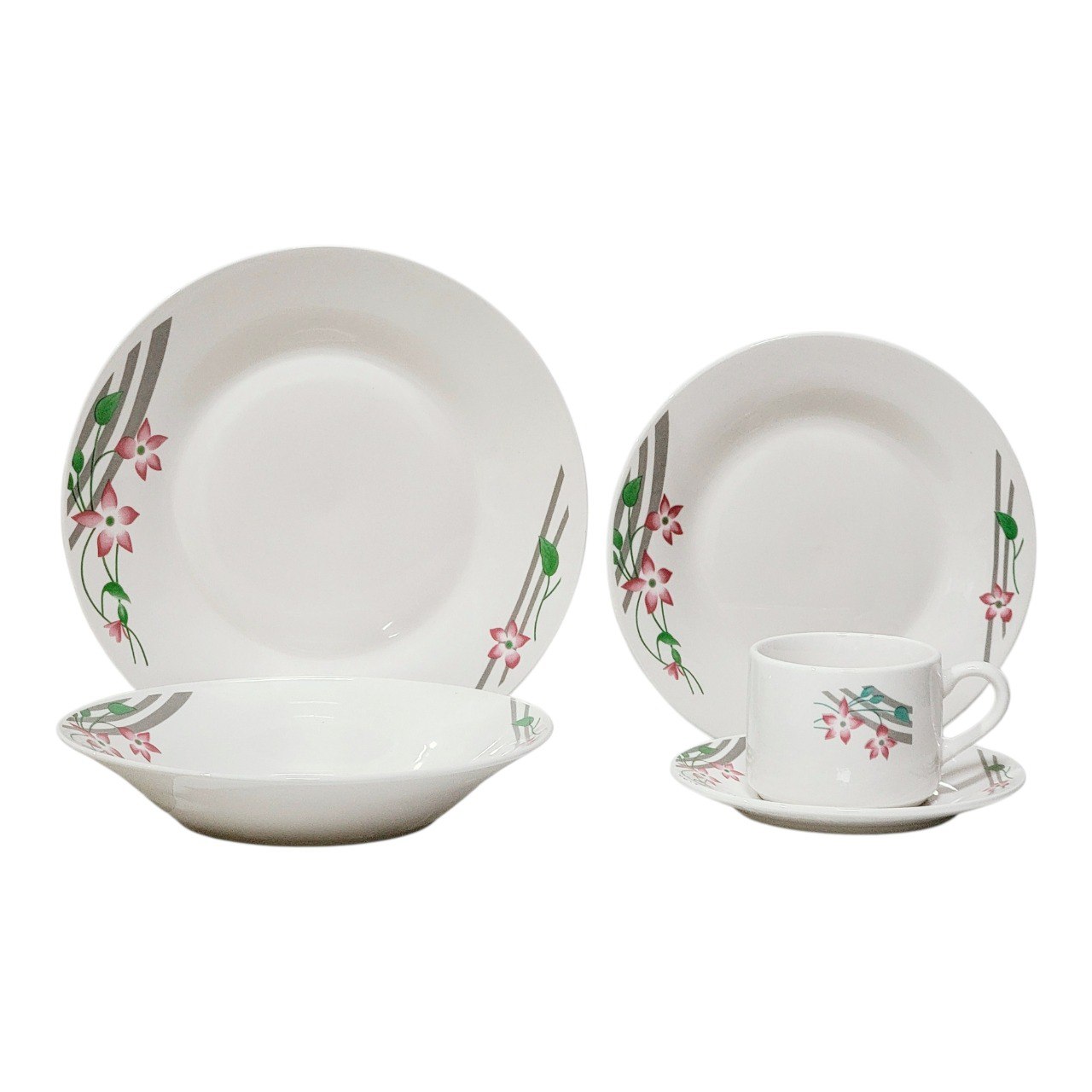 JUEGO DE PLATOS VAJILLA DE PORCELANA CON DISEÑO FLORAL 20PCS ROYAL LINE