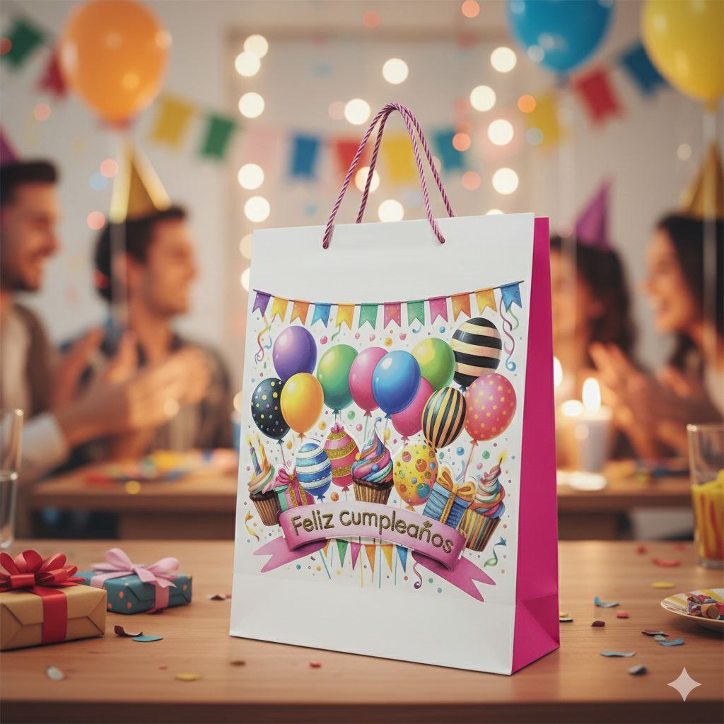 BOLSA DE REGALO PARA CUMPLEAÑOS GRANDE  30X40X12CM