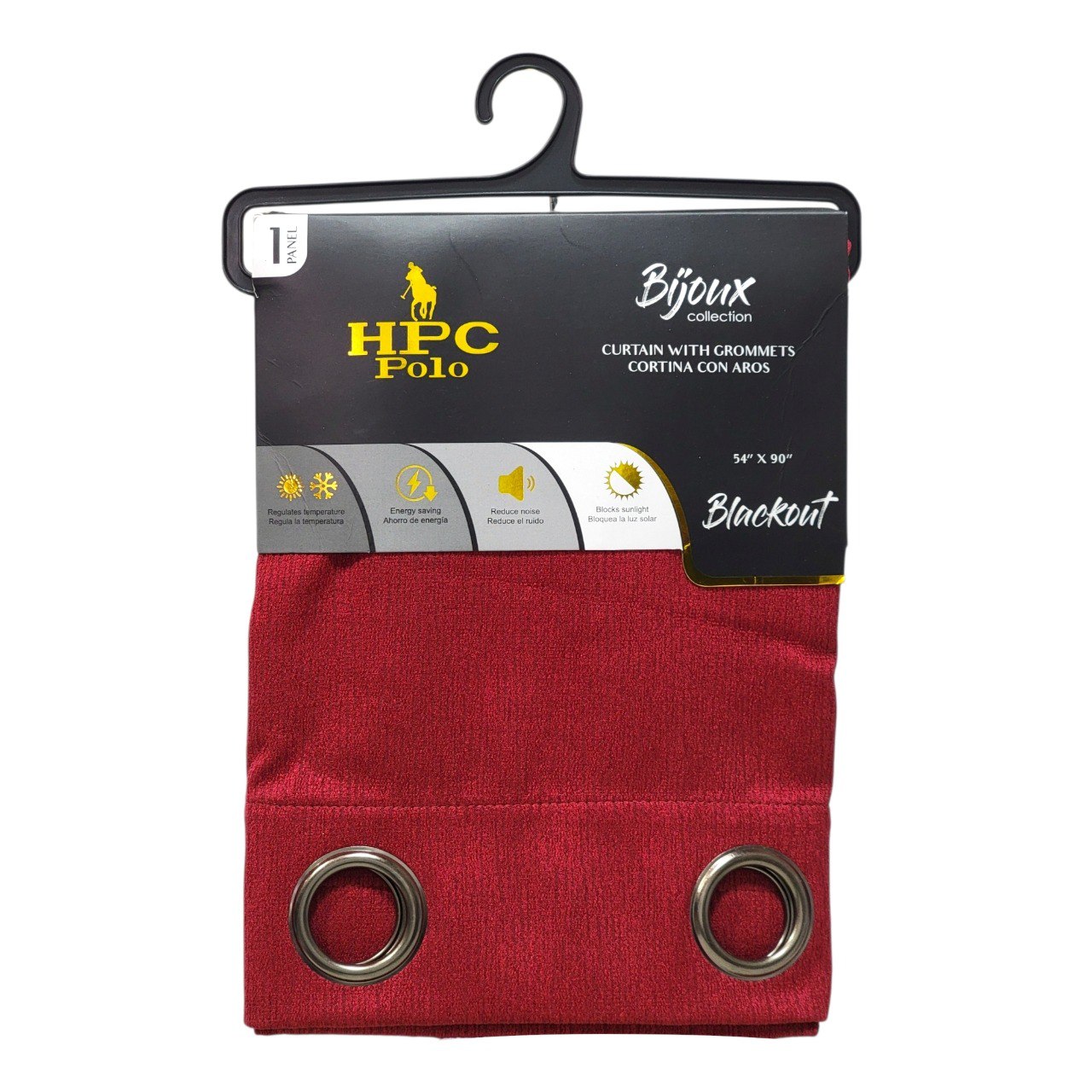 CORTINA BLACKOUT COLOR ROJO CON OJALES DE METAL 1 PANEL HPC POLO 137X228CM