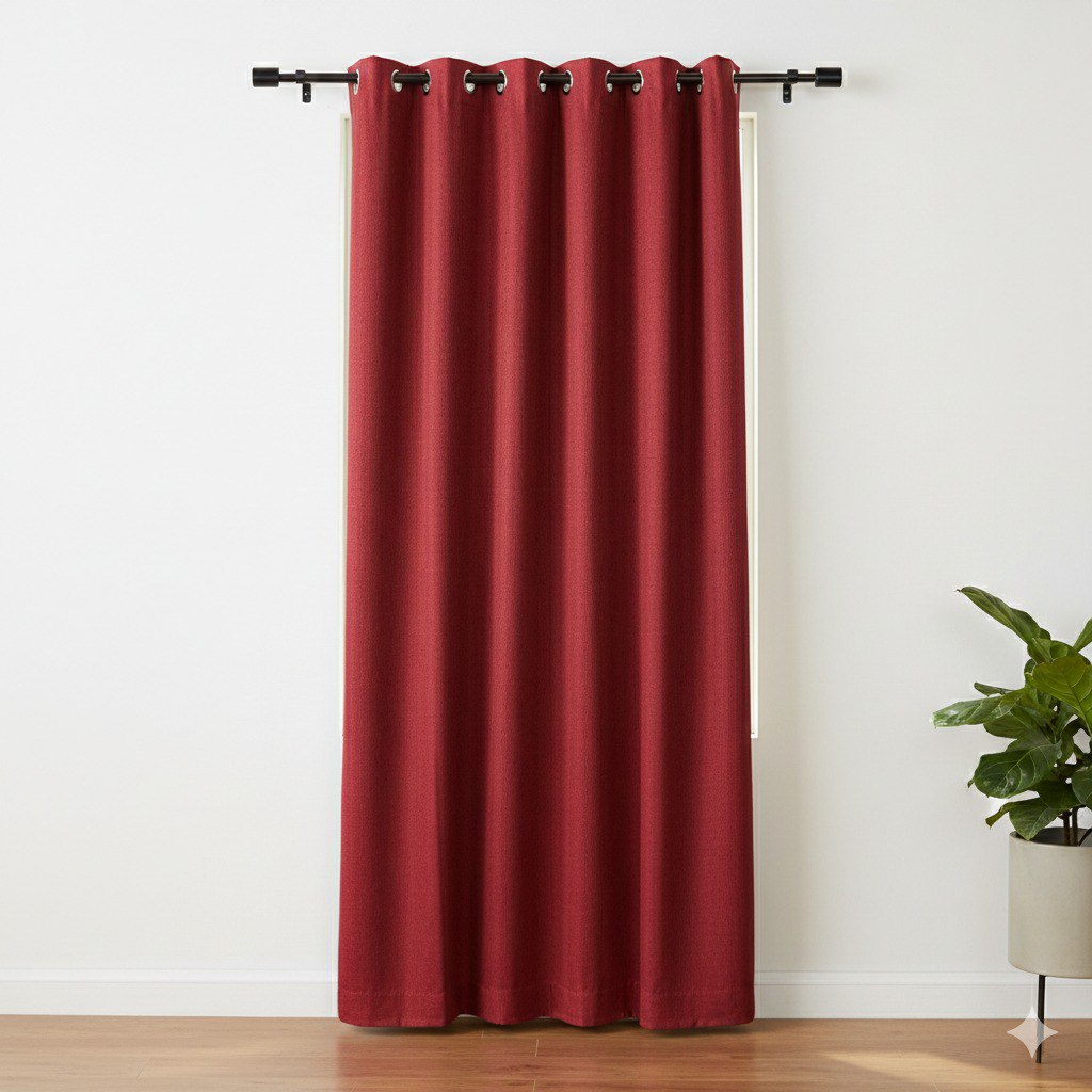 CORTINA BLACKOUT COLOR ROJO CON OJALES DE METAL 1 PANEL HPC POLO 137X228CM