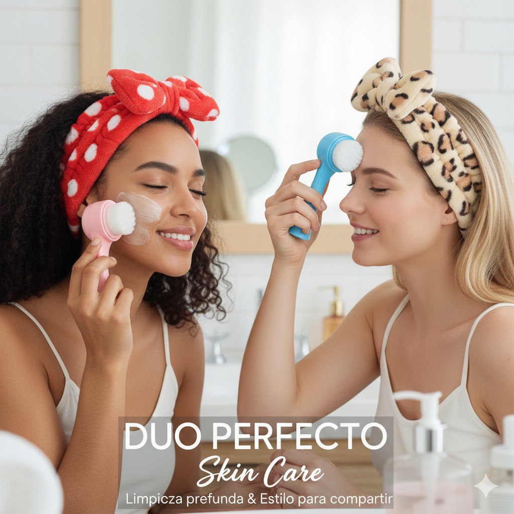 KIT DE CUIDADO FACIAL, DIADEMA ELASTICA Y CEPILLO PARA SKIN CARE LEMON BEAUTY