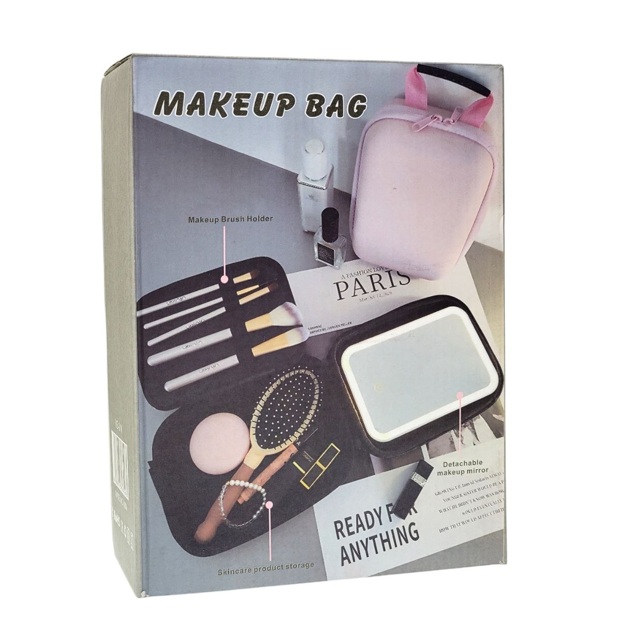 ORGANIZADOR ESTUCHE DE MAQUILLAJE CON ESPEJO LED INTEGRADO 24X16X7CM
