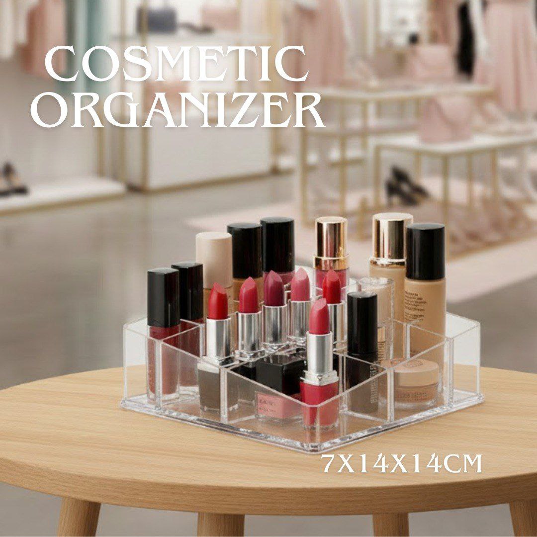ORGANIZADOR DE MAQUILLAJE TRANSPARENTE 7x14x14CM