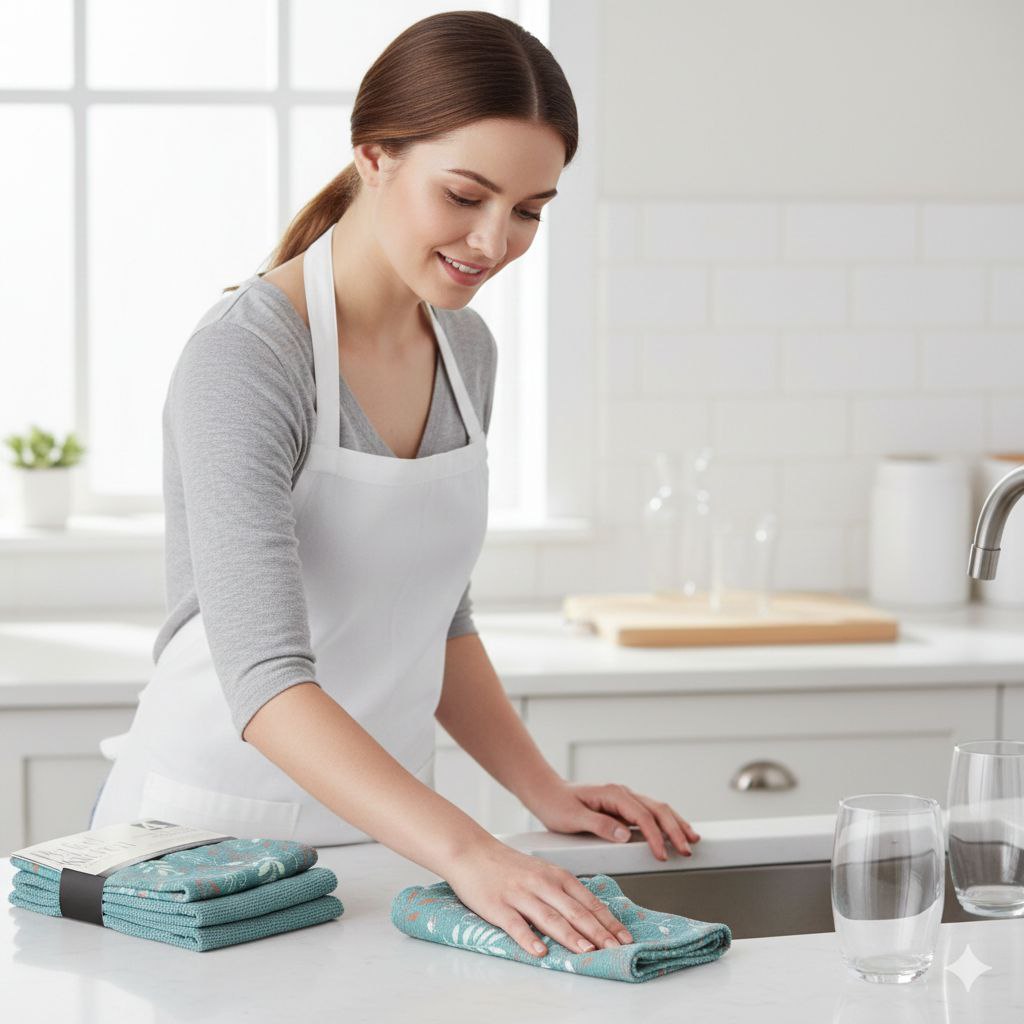 SET DE TOALLAS Y PAÑOS DE COCINA 100% MICROFIBRA 4PCS PERFECT KITCHEN