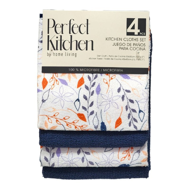 SET DE TOALLAS Y PAÑOS DE COCINA 100% MICROFIBRA 4PCS PERFECT KITCHEN