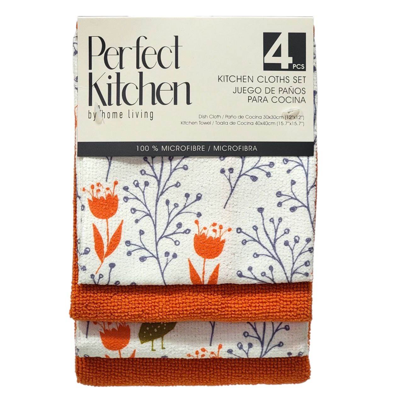 SET DE TOALLAS Y PAÑOS DE COCINA 100% MICROFIBRA 4PCS PERFECT KITCHEN