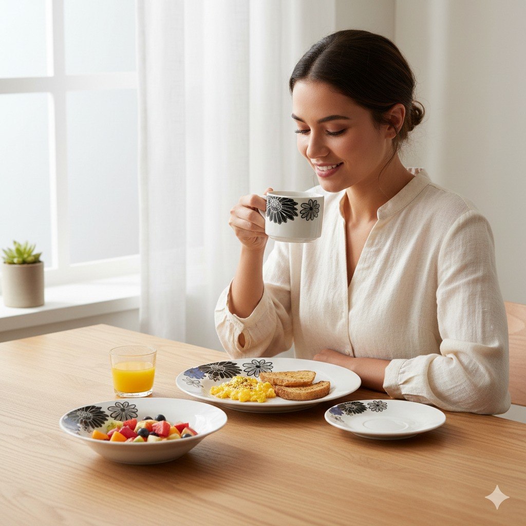 JUEGO DE PLATOS VAJILLA DE PORCELANA CON DISEÑO FLORAL 20PCS ROYAL LINE