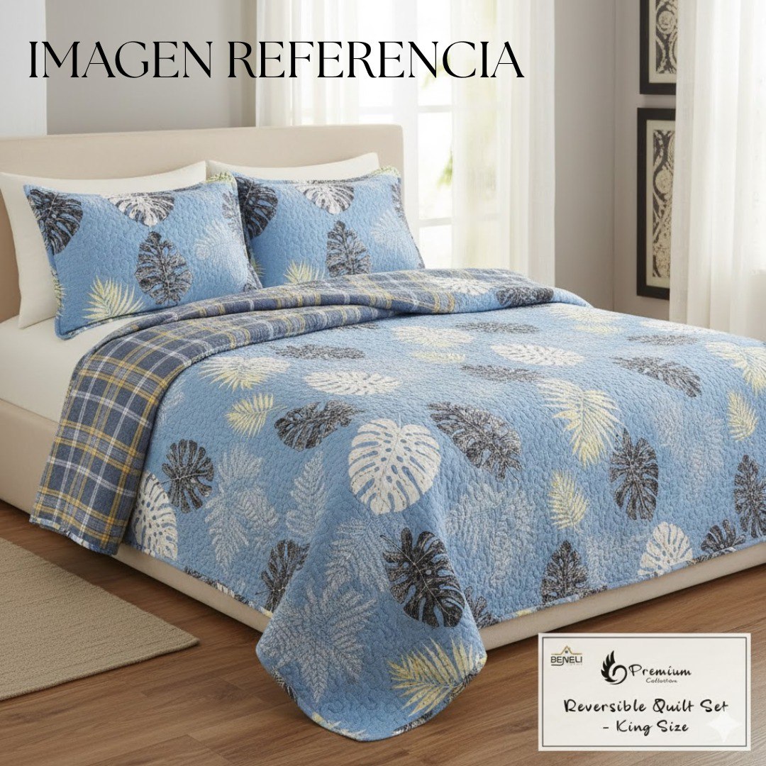 JUEGO DE SABANAS CAMERA TIPO EDREDON REVERSIBLE DE 3PCS KING BENELI HOME