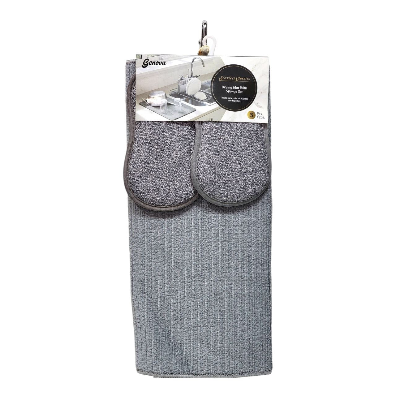 SET DE TAPETE ESCURRIDOR DE VAJILLAS CON ESPONJAS SCARLETT CLASSICS  38X51CM