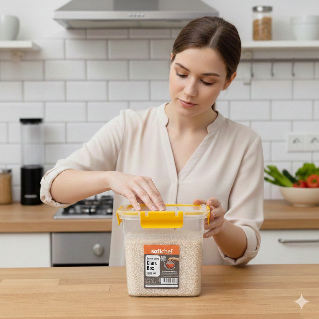 RECIPIENTE ALMACENADOR PARA ALIMENTOS 100% HERMETICO SOFTCHEF 2200ML 13X18X18