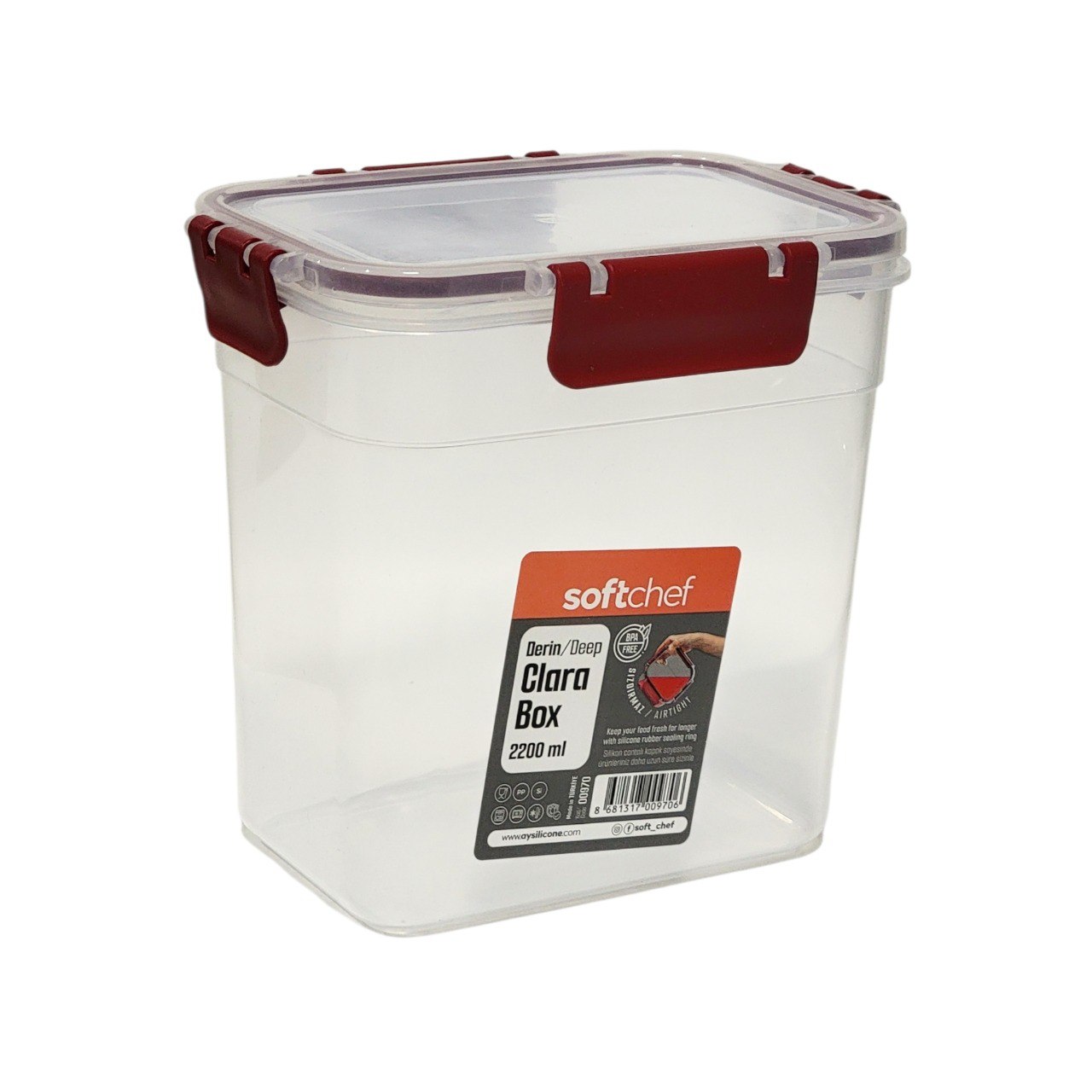 RECIPIENTE ALMACENADOR PARA ALIMENTOS 100% HERMETICO SOFTCHEF 2200ML 13X18X18