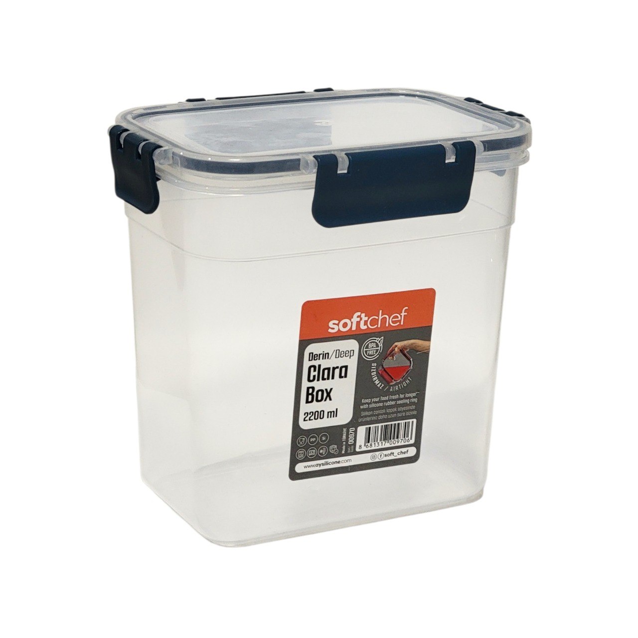 RECIPIENTE ALMACENADOR PARA ALIMENTOS 100% HERMETICO SOFTCHEF 2200ML 13X18X18