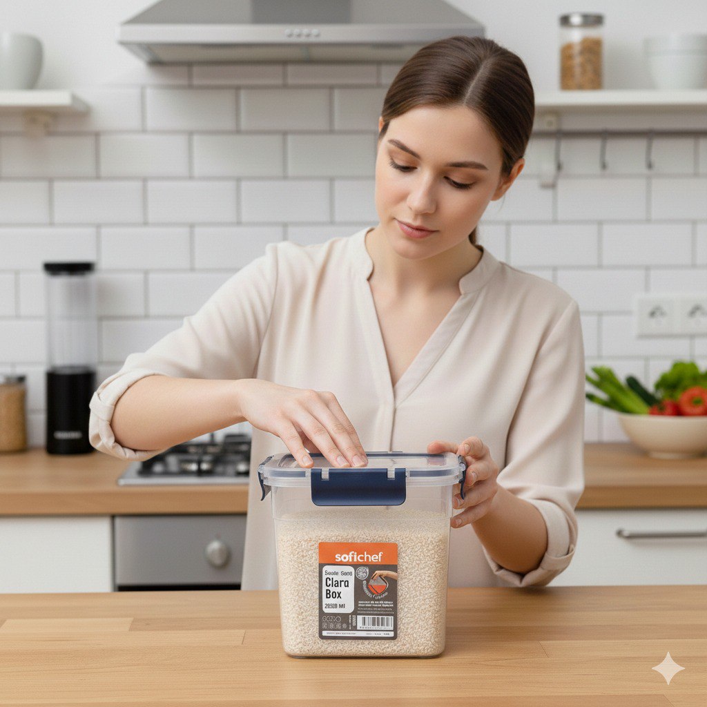 RECIPIENTE ALMACENADOR PARA ALIMENTOS 100% HERMETICO SOFTCHEF 2200ML 13X18X18