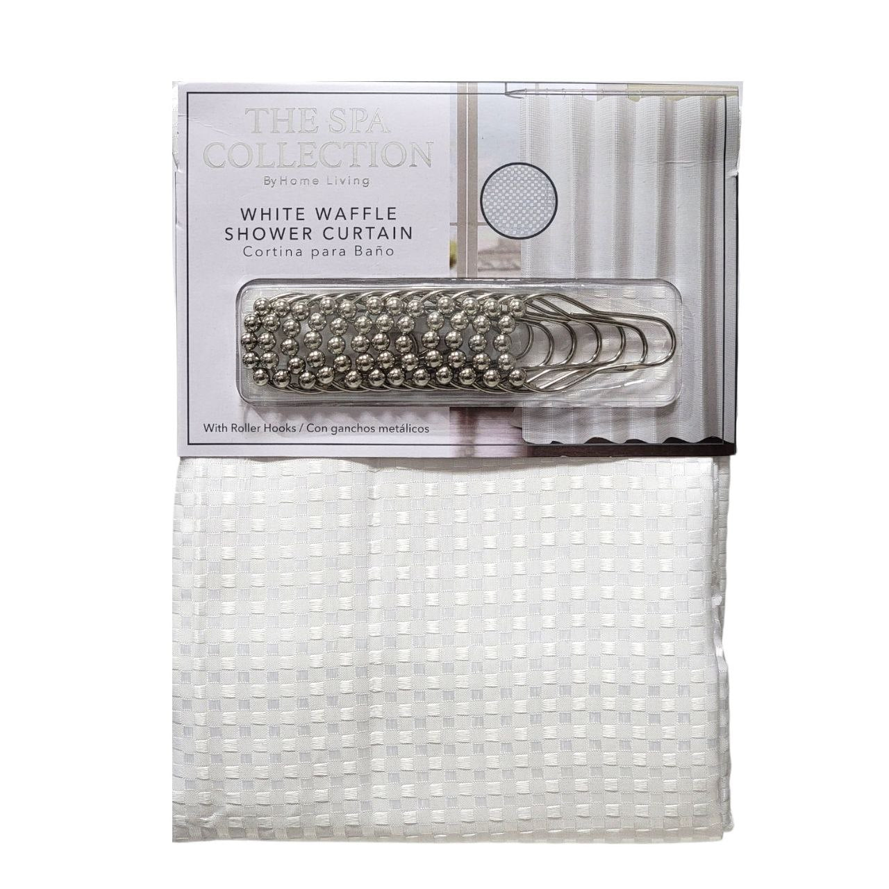 CORTINA PARA BAÑO COLOR BLANCO TEXTURIZADA 1 PANEL THE SPA COLLECTION 180X180CM