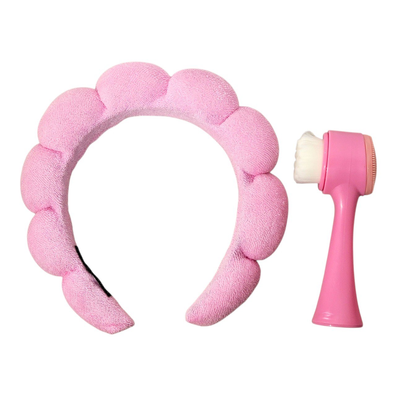 SET DE CUIDADO FACIAL DE 2 PIEZAS, VINCHA Y CEPILLO FACIAL DUAL DE 13CM