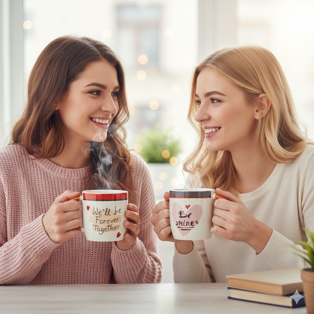 TAZAS DISEÑO ROMANTICO EN BLANCO Y TONALIDADES ROSAS 7CM