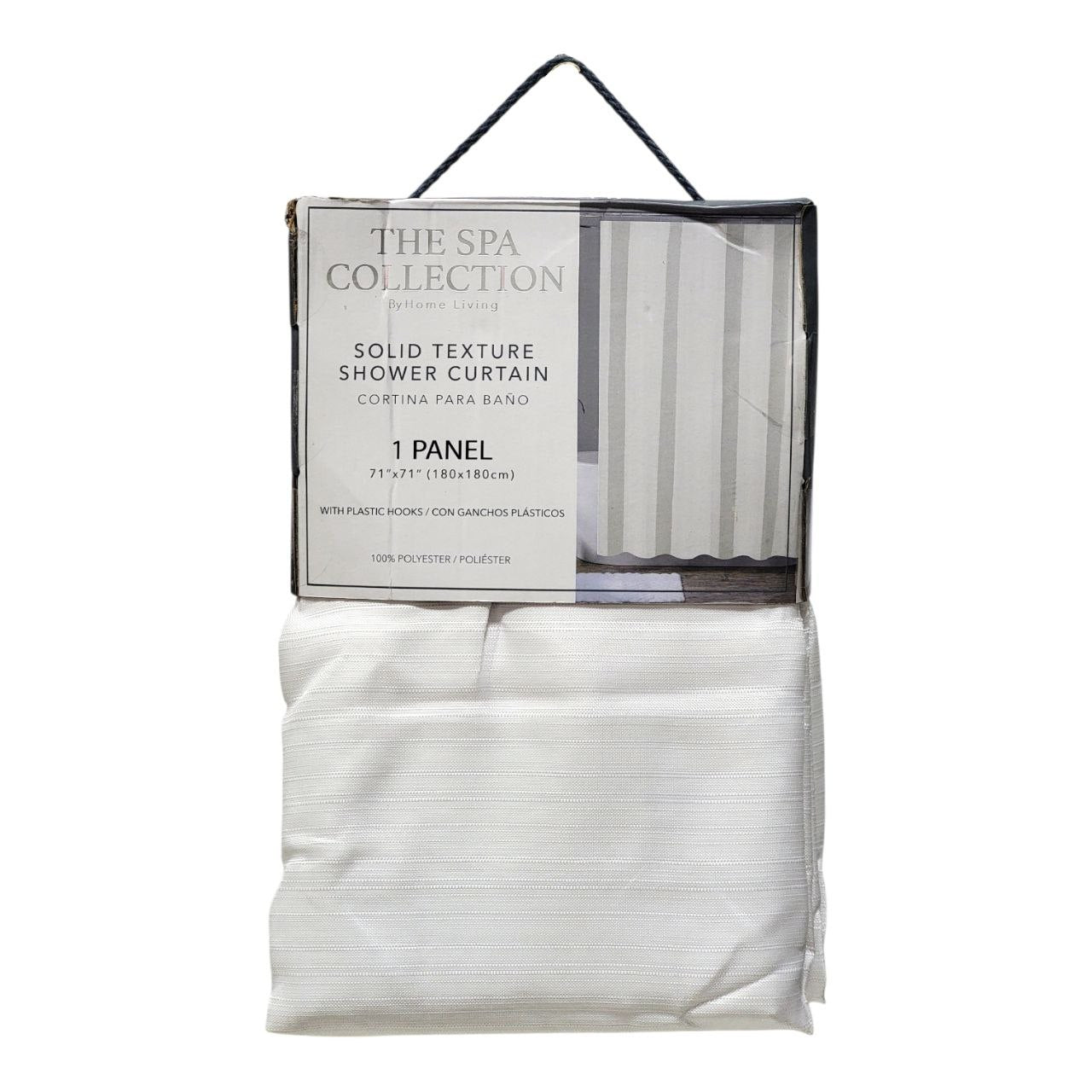 CORTINA PARA BAÑO COLOR BLANCO TEXTURIZADA 1 PANEL THE SPA COLLECTION 180X180CM