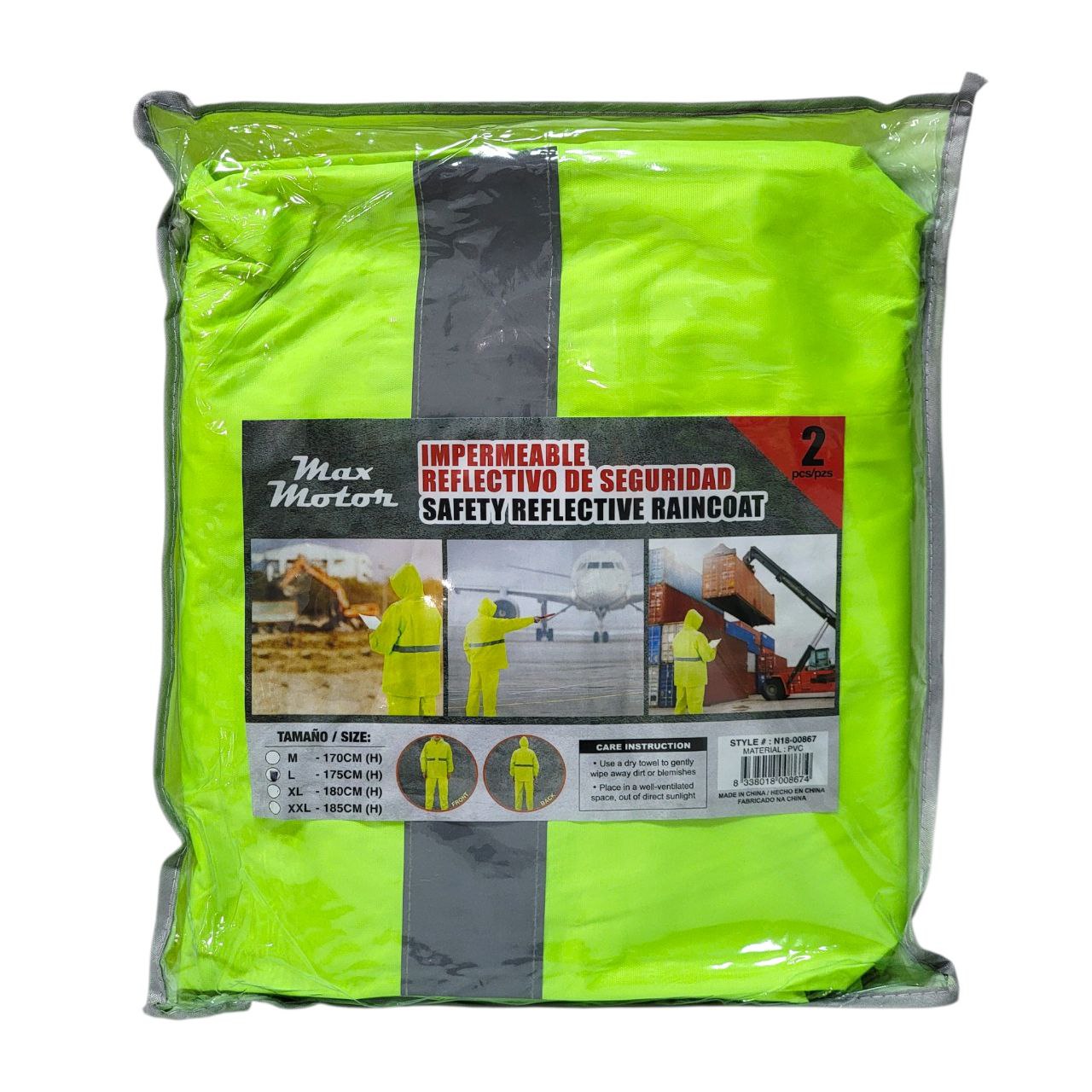 CAPOTE TRAJE DE SEGURIDAD IMPERMEABLE Y REFLECTIVO MAX MOTOR 2PCS