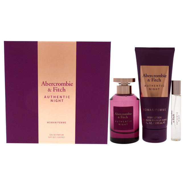 ABERCROMBIE & FITCH AUTHENTIC NIGHT - EAU DE PARFUM, 100 ML + 15 ML + BODY LOTION 200 ML SET REGALO