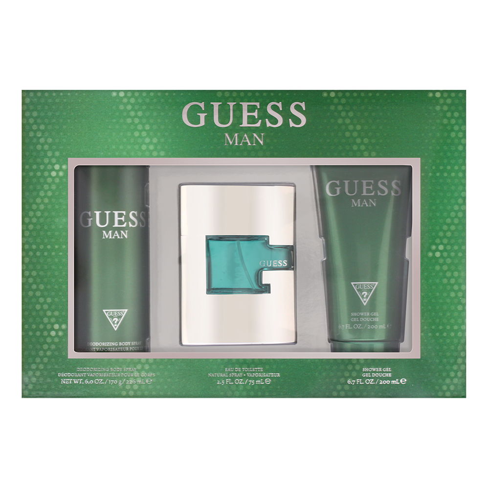 SET GUESS MAN 3/P EDT 75ML+DEODIRIZING BODY SPRAY 226 ML-6 OZ+SHOWER GEL 6.7 OZ-200 ML