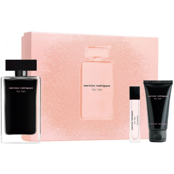 SET NARCISO RODRIGUEZ FOR HER EAU DE TOILETTE 3.3 OZ-0.33, BODY LOTION 1.6 OZ