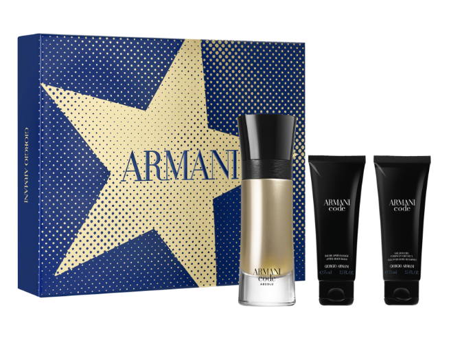 ARMANI CODE ABSOLU EAU DE PARFUM PARA HOMBRES 3 PIEZAS HARD BOX SET (2 OZ EAU DE PARFUM SPRAY + 2.5 OZ GEL DE DUCHA + 2.5 OZ BÁLSAMO PARA DESPUÉS DEL AFEITADO)