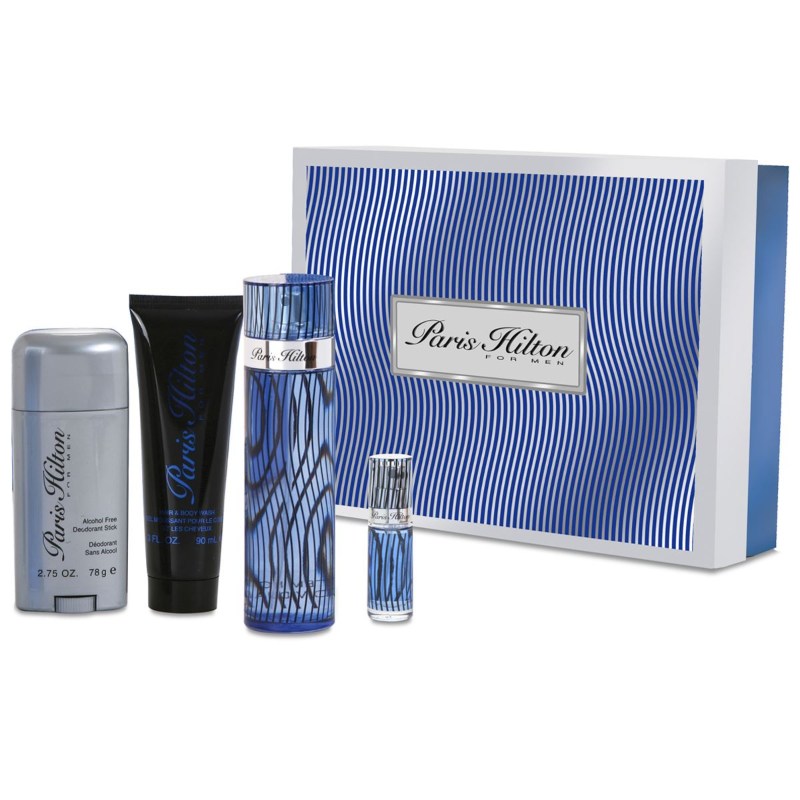 SET PARIS HILTON 4/P MEN EDT 100 ML-BODY WASH 90 ML -DESODORANTE 78 G