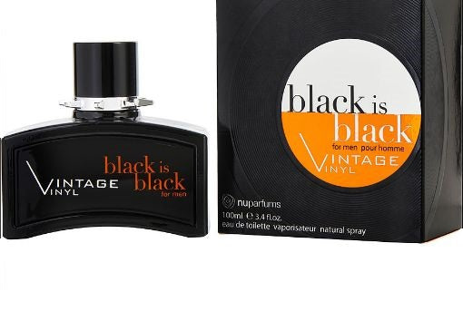 BLACK IS BLACK VINTAGE VINYL BY NUPARFUMS 3.4 OZ 100ML EDP SPRAY FOR MEN