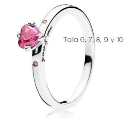 PANI1571  UNICO  # 10 ANILLO PIEDRA EN FORMA DE CORAZON ROJO, PLATA 925