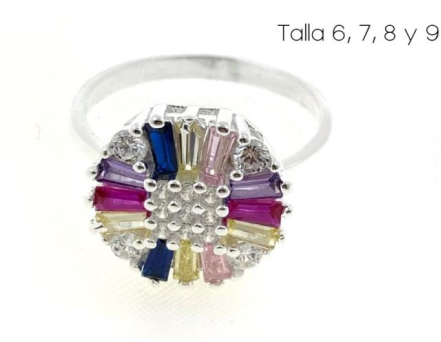 PANI1554B ANILLO CON PIEDRAS DE COLORES, PLATA 925