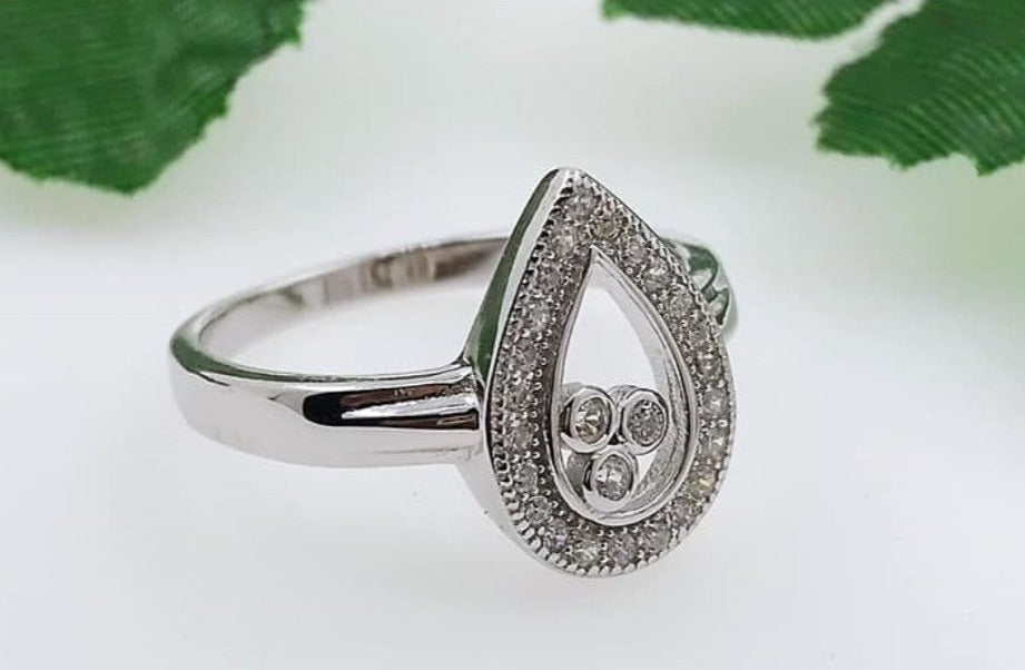 PANI394 ANILLO CON CIRCONES EN FORMA DE GOTA, PLATA 925
